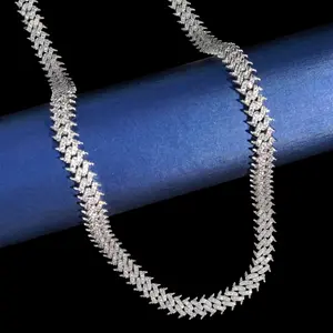 Spiked Cuban Link Necklace – 14k Gold Lab Diamonds