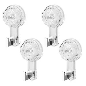 4PCS Heavy Duty Suction Cup Hooks - Removable Reusable No Drill Wall Hangers for Bathroom Shower, Glass, Mirror, Tile, Perfect for Towels, Robes & Holiday Decorations