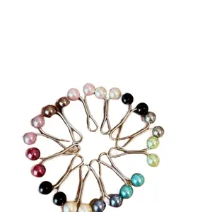 U-Shaped Pearl Hijab Pin - Multi-Colored Design for Hijab and Scarf Use