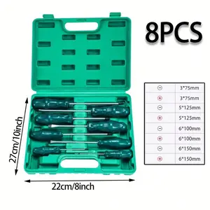 8-Piece Magnetic Screwdrivers Set, 4Phillips And 4 Flat, Professional Cushion Grip Screwdriver Set, Cr-V Steel,summervibes