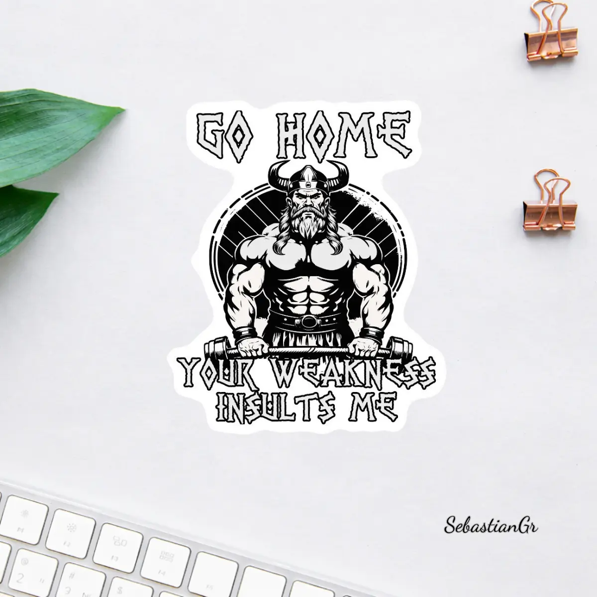 Wikinger Fitness Motiv Nordmann Krieger Sticker, Viking Warrior Gym Design Vinyl Decal