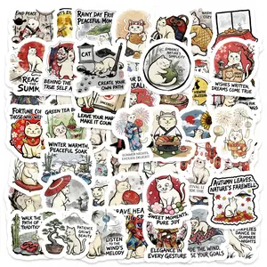50pcs Japanese Cat-themed Stickers, Suitable for Scrapbooks, Diaries, Laptops, Water Bottles, Cars, Etc. A Gift with A Positive Message and A Design Based on Faith, Bumper Sticker