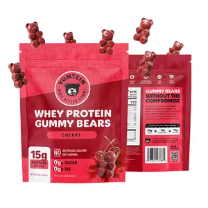 Yumtein Protein Gummy Bears - 15g Protein, 0g Sugar, 0g Fat - Halal Beef Gelatin - Natural Colors - Cherry (170 Cal)
