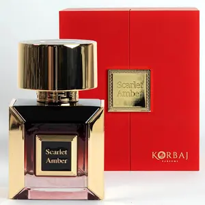 KORBAJ PARFUMS Scarlet Amber - Arabian Perfume for Women and Men, Extrait de Parfum Mens Cologne with Mandarin, Ozonated Notes-Jasmine, Lily of the Valley, May Rose - Caramel, Vanilla Perfume 100ml