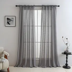2-piece set of delicate textured dreamy and hazy gauze curtains, hanging from the top through a pole, naturally filtering and blocking ultraviolet rays to decorate windows, suitable for living rooms, bedrooms, study rooms, dining rooms, balconies