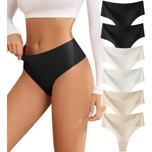Thongs for Womens High Waisted Seamless for Women Underwear Sexy Breathable Panties 6 Pack