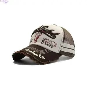 Unisex Vintage Distressed Trucker Cap - Breathable Mesh, Adjustable Snapback, Retro Sun Protection Accessory for Outdoor Sports, Daily Streetwear - Mens Hats, Hats for Women, Accessories Adults