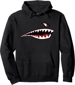 SHARK TEETH NOSE ART WARHAWK P-40 A-10 WARTHOG WAR PLANE Pullover Hoodie