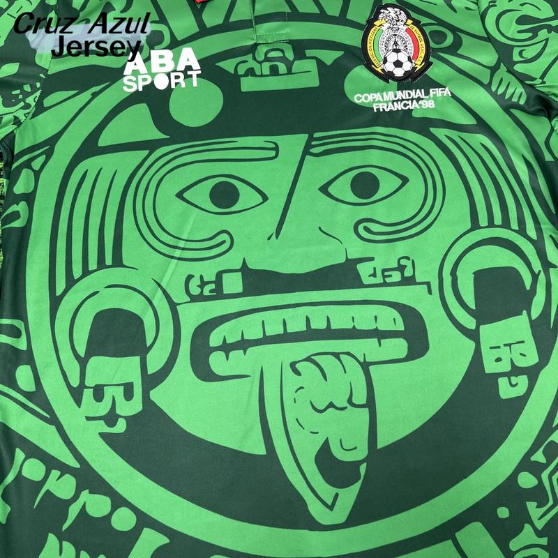 1998 World Cup Mexico National Team Away Green Home Black Soccer Short Sleeve Jersey