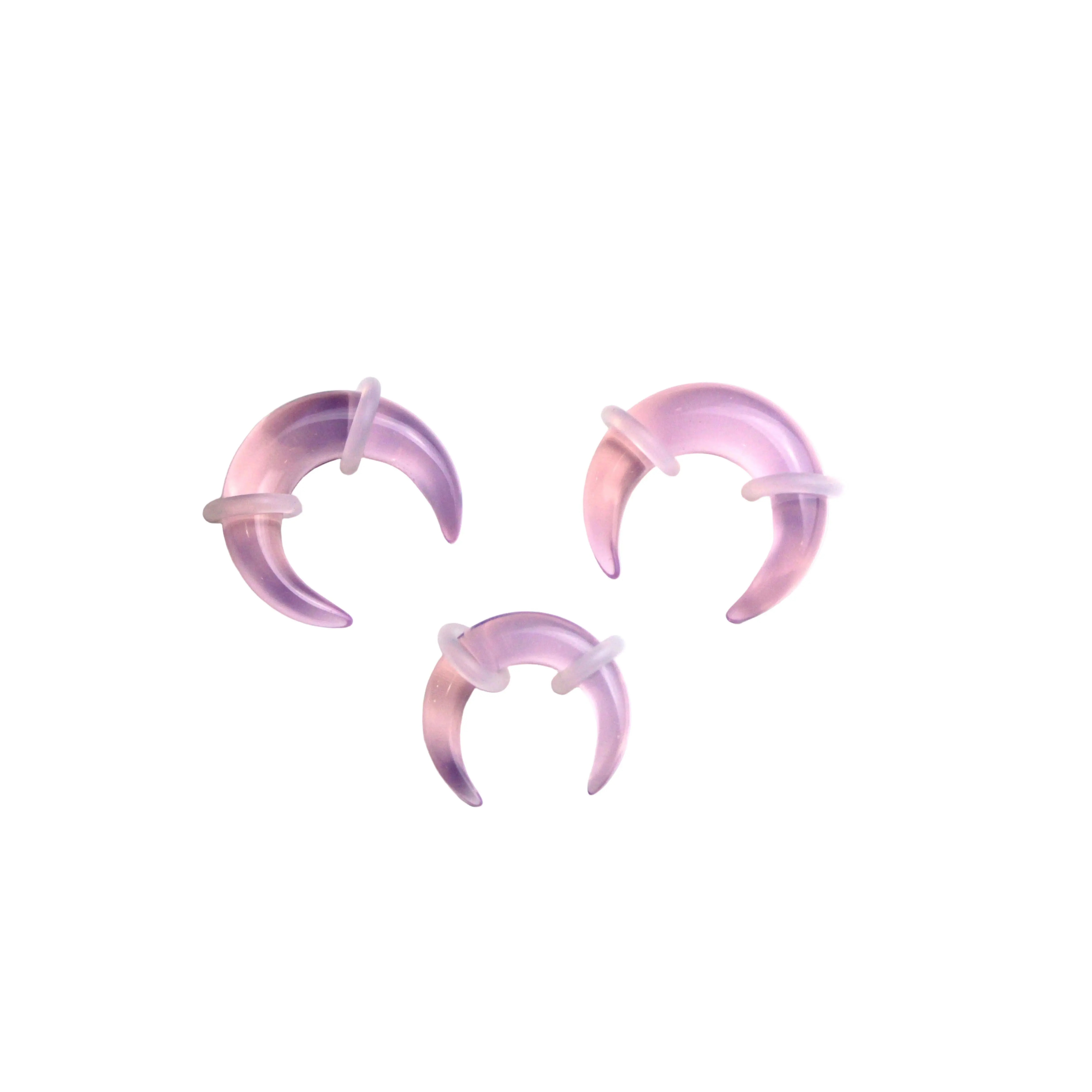 Pink Opalite Glass Pincher Jewelry for Women, Glowing Iridescent Septum Ring or Smooth Ear Gauge for Stretched Lobes, 4mm-7mm