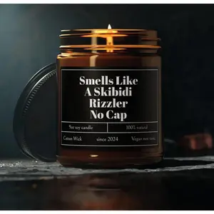 Smells like a Skibidi Rizzler Candle, teen slang gift, Gen alpha candle, teen lingo, funny teen gift, gag gift, Scented Soy Candle