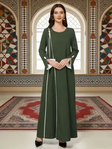 Women's Elegant Fitted Plain Hoodie, Button Design Sleeves, Open Cuffs, All-Season Wear, Suitable for Middle East