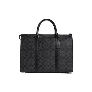 COACH Graham 40 Classic Monogram PVC Briefcase with Logo Charm and Zipper Closure for Men