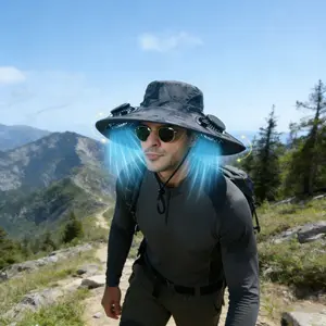 Outdoor Solar Powered Fan Hat, Sun Protection Cooling Hat with Dual Power Supply, Breathable Fishing Hat for Men Women