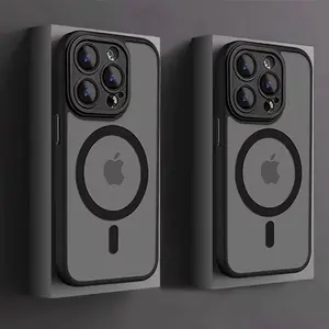 Luxury Matte Translucent Shockproof Case For iPhone 16 14 13 12 11 Pro Max 15 Plus For Magsafe Magnetic Wireless Charge Cover