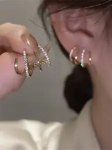 1 Pair Elegant Cubic Zirconia & Faux Pearl Stud Earrings Ear Studs For Women For Valentine's Day Wedding Gift