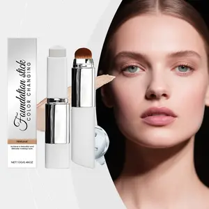 2-in-1 Color Changing Foundation Stick, AMZ Natural Color, Lightweight Skin-Fitting Sheer Base Makeup, Moisturizing Long-Lasting Concealer Cosmetics