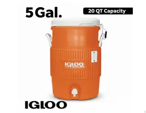 5 Gallon Heavy-Duty Polyethylene Beverage Cooler Jug, Orange - Perfect for Keeping Drinks Fresh - Drinkware Insulated Lid