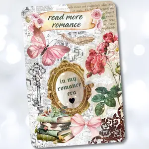 Vintage Romance Holographic Cardstock Clear Case Insert for Kindle | Smutty Book Lover Gift | Bookish Stickers for Kindle | Booktok Smartphone Aesthetic Cover | Floral Butterfly