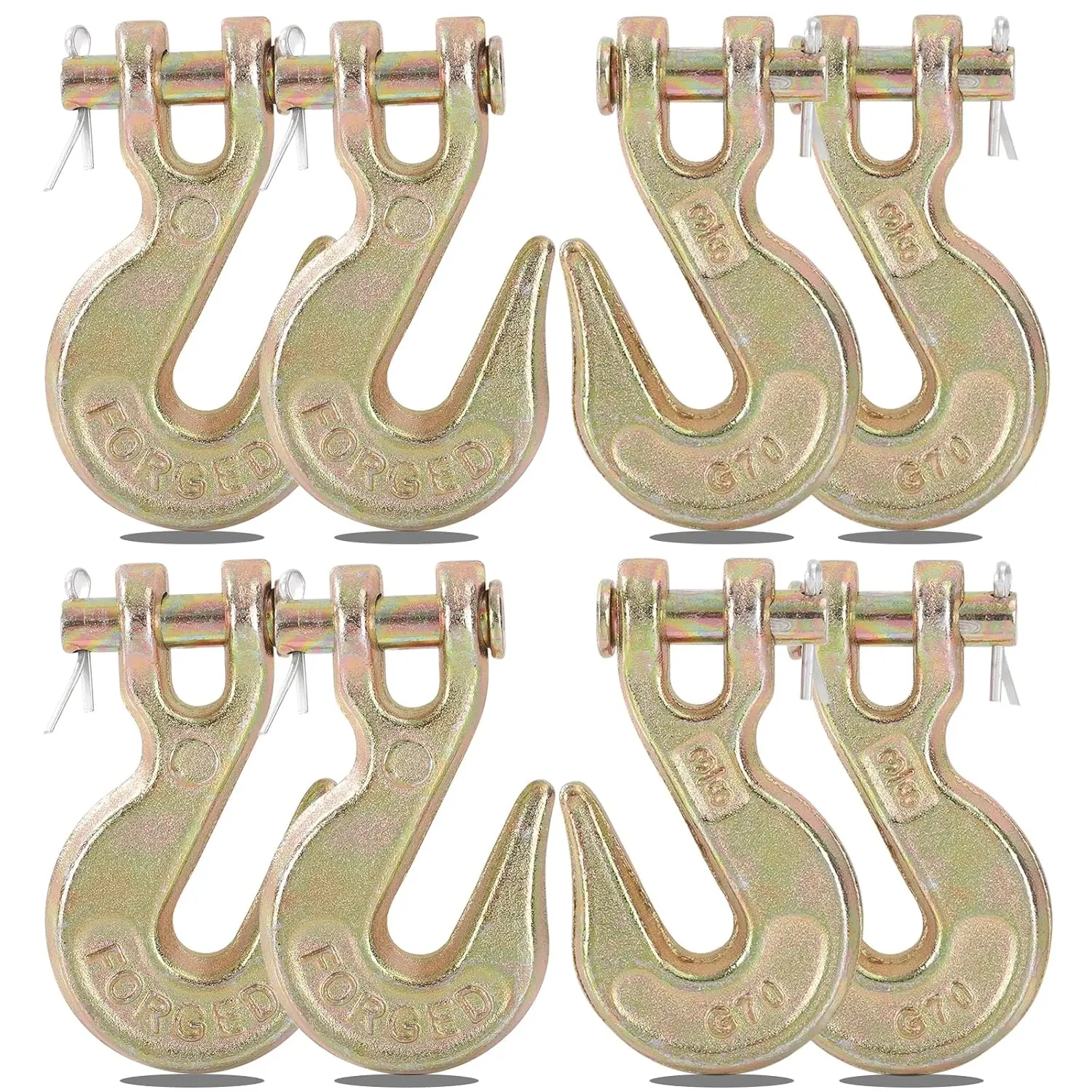 Chain Hook 3/8 inch, 8 Pack Heavy Duty Clevis Grab Hooks for 3/8 inch Grade 70 Chain, Heavy Duty Trailer Hook 6,600 lbs Working Load Limit for Trailer  Transport