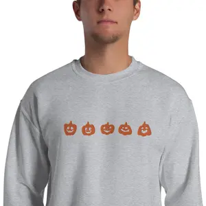 Embroidered Jack O Lantern Crewneck Sweatshirt | Embroidered Halloween Pullover | Fall Embroidered Sweatshirt | Embroidered Pumpkin Crew