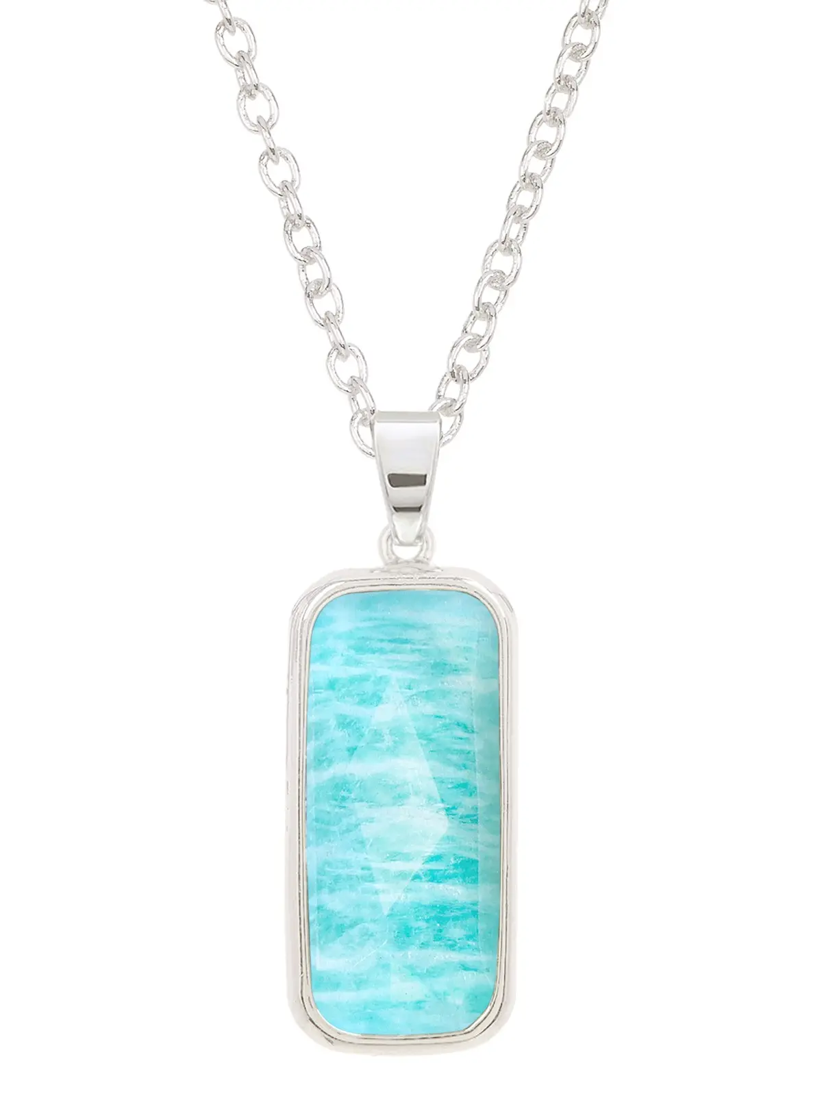 Amazonite Rectangle Necklace, Natural Gemstone Jewelry For Women Gift, Enchanted Amazonite Elegance Necklace