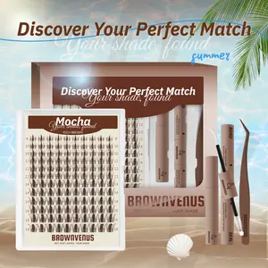 Mocha | BrownVenus Brown Manga Eyelash Extension Kit Fairy Viva Cluster Dark Brown Clusters for a Subtle Glam Brown Fairy Brown Manga Viva Style Soft Alternative to Harsh Black Lashes Perfectly Matched for Fair Skin & Blonde Brown Hair