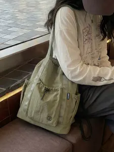 2026 New Lightweight Waterproof Nylon Backpack for Women, Large Capacity Multi-Pocket Drawstring Closure, Casual Canvas Bag in Multiple Colors