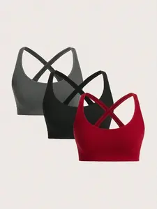 3 Packs Crisscross Back Sports Bra