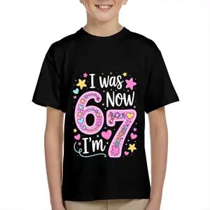 Kid's T-shirt Funny SIX SEVEN 67 gesture robot number character mecha  lightning fun 100% cotton pattern T-shirt for boys and girls  toddler cartoon T-shirt, teen boy clothing gift  G-75