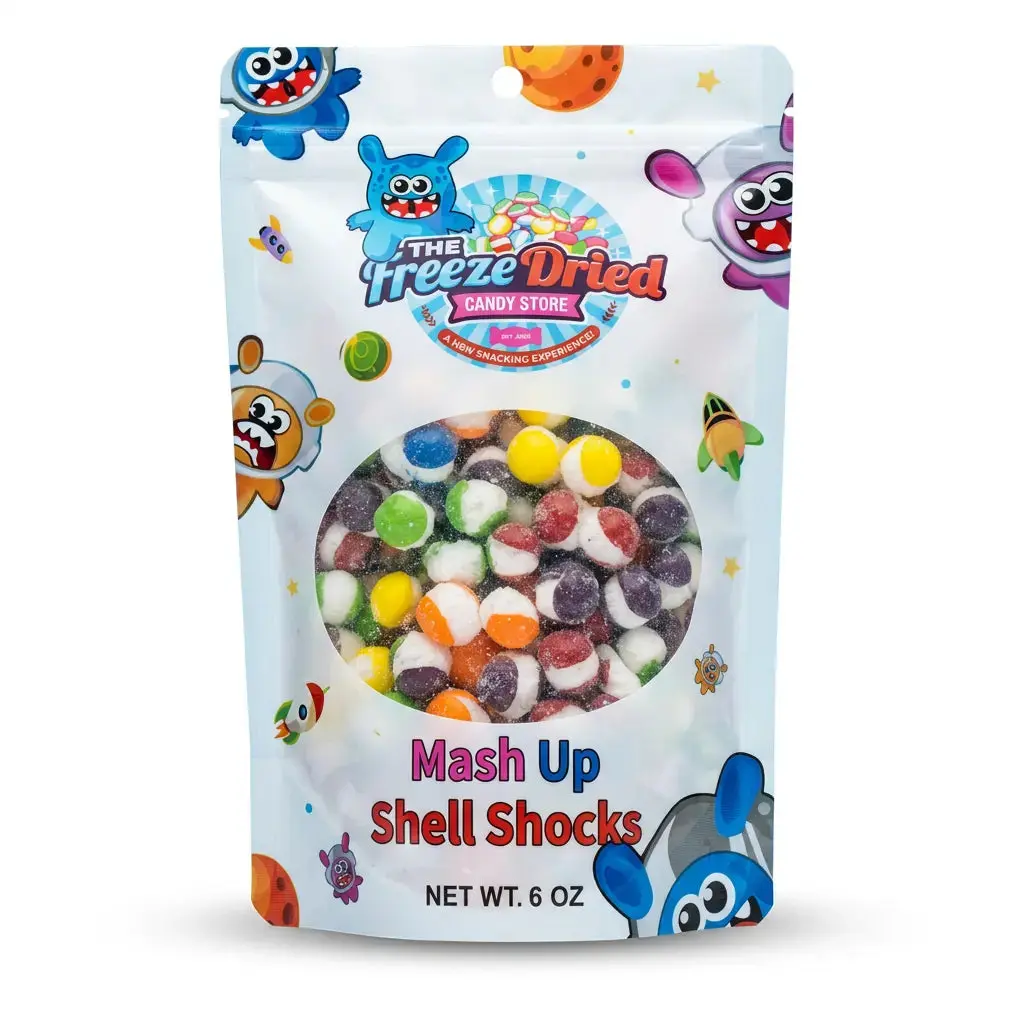 Freeze Dried Shell Shocks Mash Up Snack Bites - 6oz Natural Low-Calories Sour Tangy Candies, Travel, Everyday & Party Pick and Mix Ambient Treats