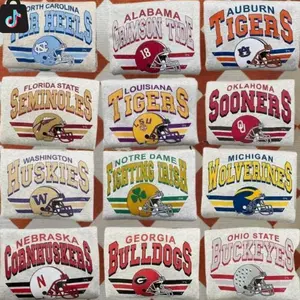 [Sale off 50%] Custom College Vintage College Football Helmet All Teams Crewneck T-shirt- Ash Grey Edition - Bold Retro Fan Apparel for Game Day , Tailgating, and Showing Ultimate Team Pride Custom Team Cotton GIft 7B4
