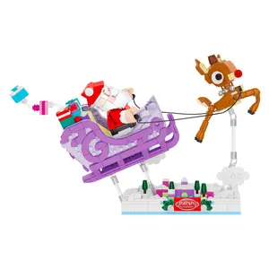 Brickcraft Rudolph the Red-Nosed Reindeer Santa's Sleigh Building Set, 586-Piece Collectible Model Kit for Fans & Collectors 8+