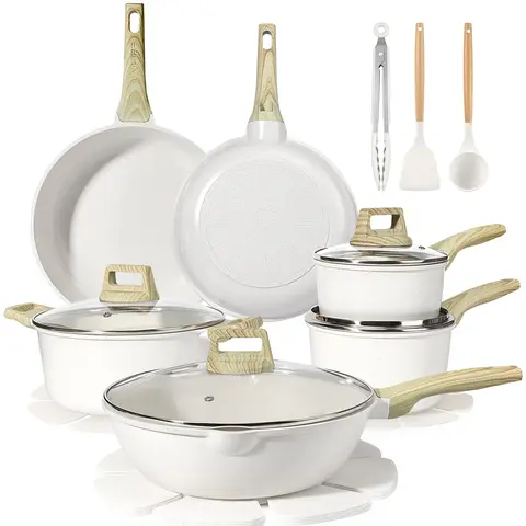[Official] GiPP Ceramic Nonstick 18-Piece Cookware Set - Non-Toxic Healthy Kitchen Set with Frying Pans, 1.5qt/2.5qt Saucepan, 4.5qt Casserole, Various Sizes, Aluminum Alloy Base, Dishwasher Safe, PFAS PTFE PFOA PFOS Free, Ideal for Family Use