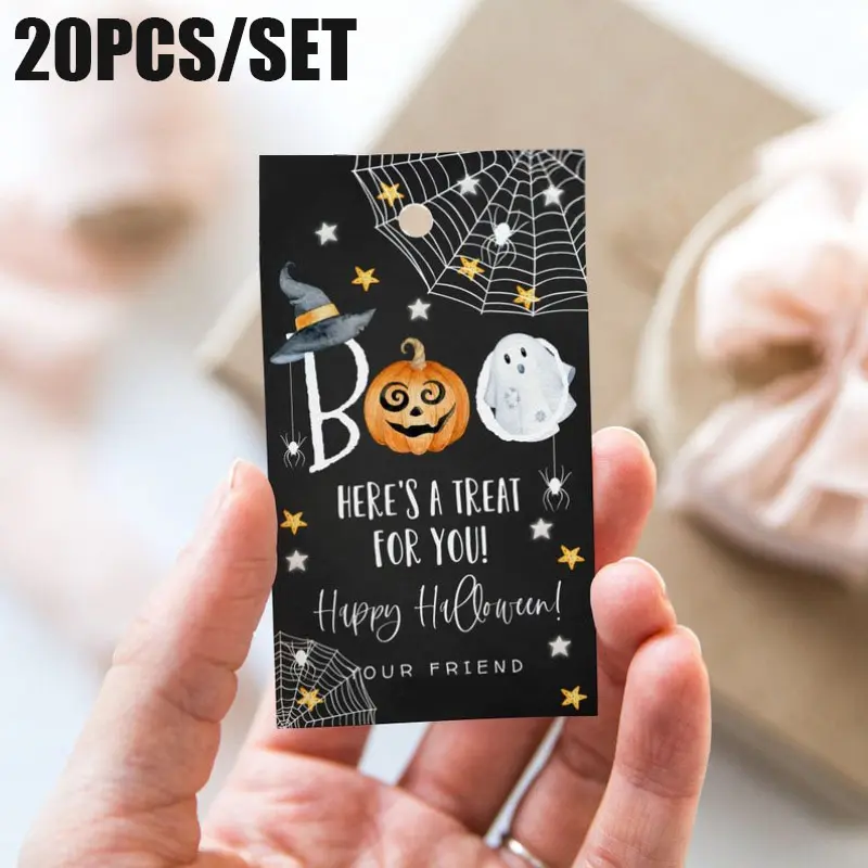 20pcs Halloween Favor Tag,  Boo Gift Tags, Trick or Treat Favor Tags, Ghost Pumpkin Treat Bag Tags