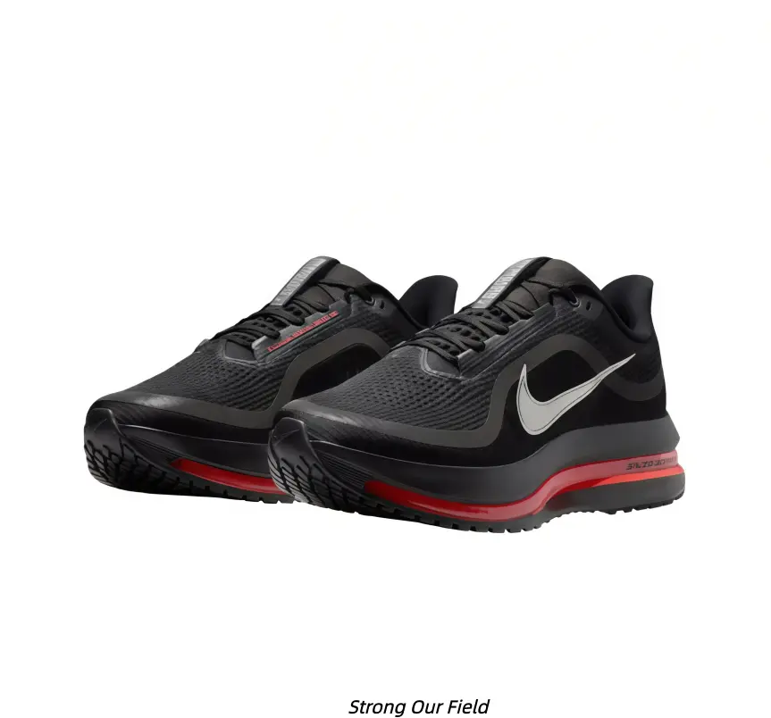 All Black Mesh Running Sneakers Silver Side Logo Red Visible Air Cushion Thick Cushion Midsole Lightweight Breathable Fitness Shoes Unisex
