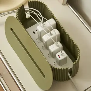 1pc LDQ Multi-Scene Cable Organizer Box with Lid - Heavy-Duty Cord Management System, -C/-A/Type-C Ports Compatible, Scratch-Resistant Desk & TV Wire Storage for Power Strips, Chargers, Smartphones, Tablets (Space-Saving Design Office Desk Accessories