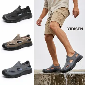 Men's Closed-Toe Breathable Mesh Sandals - Slip-On Water Shoes for Beach, Hiking