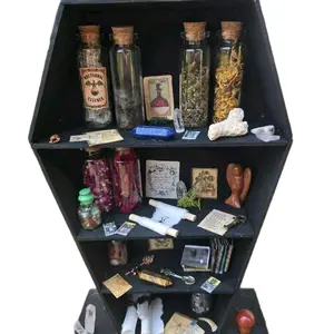 Miniature Witch Apothecary Coffin Shelf – Curio Cabinet of Spells & Secrets