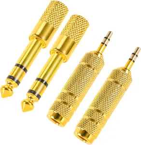 Mothers Day Gift 4 Pack Headphone Jack Adapter - 3.5mm (1/8 inch) Male to 6.35mm (1/4 inch) Female and 6.35mm (1/4) to 3.5mm (1/8) Audio Adapter for Player, Headphone, Guitar Amplifier