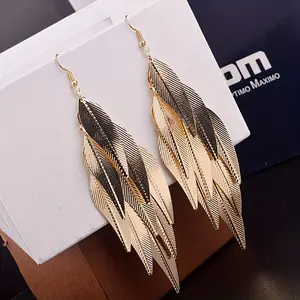 European and American cross-border new product: vintage court-style willow leaf earrings, baroque long earrings, accessories wholesale