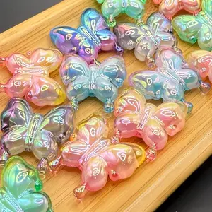 Butterfly UV Acrylic Bead 25mm. Set of 5 Mixed Colors