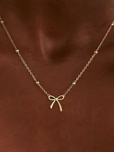 Women's Elegant Bow Pendant Necklace, Zinc Alloy Chain, Perfect Gift for All Seasons, Daily Wear Jewelry, Exquisite Chain Jewelry