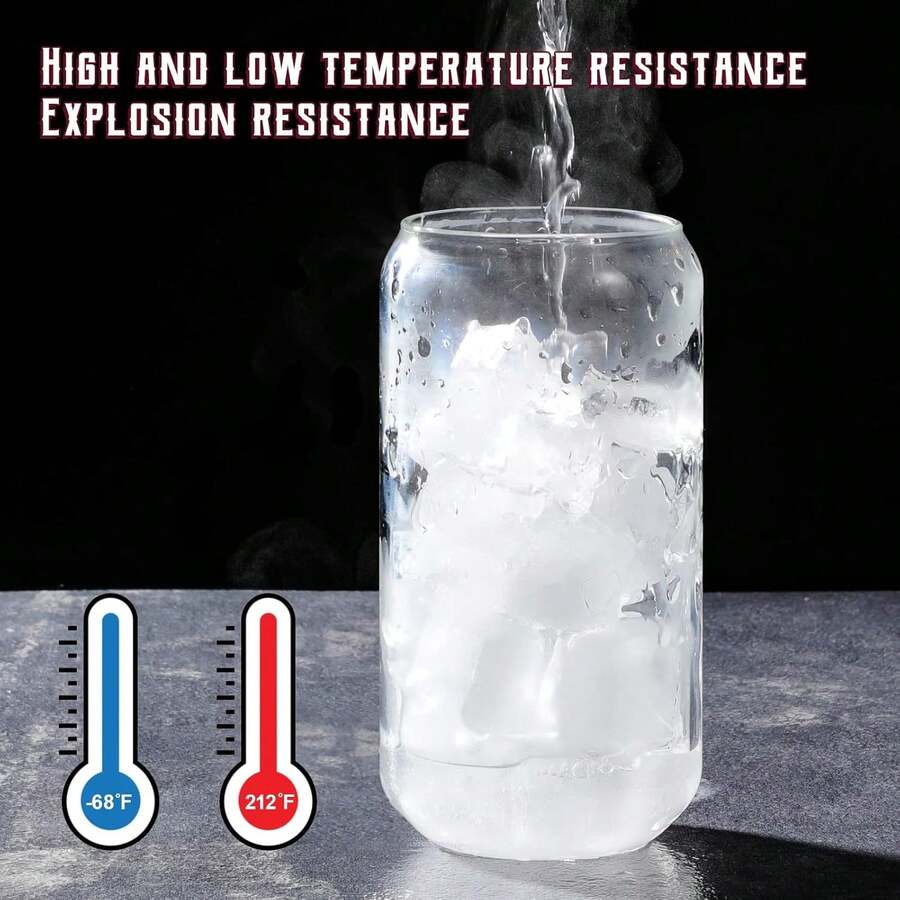 4PCS Glass Cups With Bamboo Lids And Straws, 16OZ Ice Coffee Cup, Drinking Cup Set With Wooden Lids, Home Essential Glass Tumblers For Beer, Cocktail, Tea And Latte Clear.