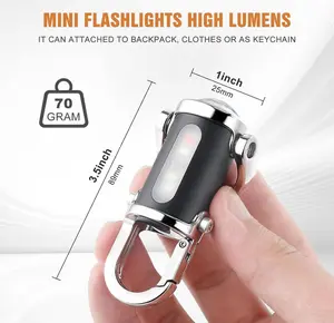 3-in-1 Emergency Keychain Flashlight – All-Metal Rechargeable EDC Tool with Red/Blue Strobe, 1200mAh Battery, USB-C, IPX7 Waterproof & 7 Modes – Ultra-Bright Mini Light for Emergencies, Camping & Outdoor Use (1PC/2PC)