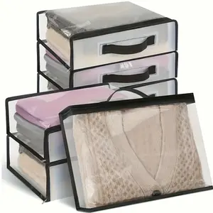 6-Piece Transparent PVC Storage Bags with Dual Handles, Thickened Bedding Organizer, Large Capacity Foldable Travel Bag, Under Bed Storage Box