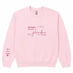 Embroidered Sweatshirt From Mom to Grandma With Kids Names – Mom Gift Mother's Day, Birthday, Christmas, Nana Sweatshirt, Mama Gammy Mimi Meme Nanny