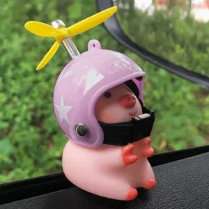 Cute PVC Pig Dashboard Accessory with Rotating Propeller and Star Pattern, Durable Car Interior Decoration for Cars, Electric Bikes