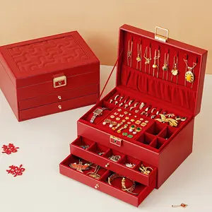European multi-layer household PU leather jewelry box