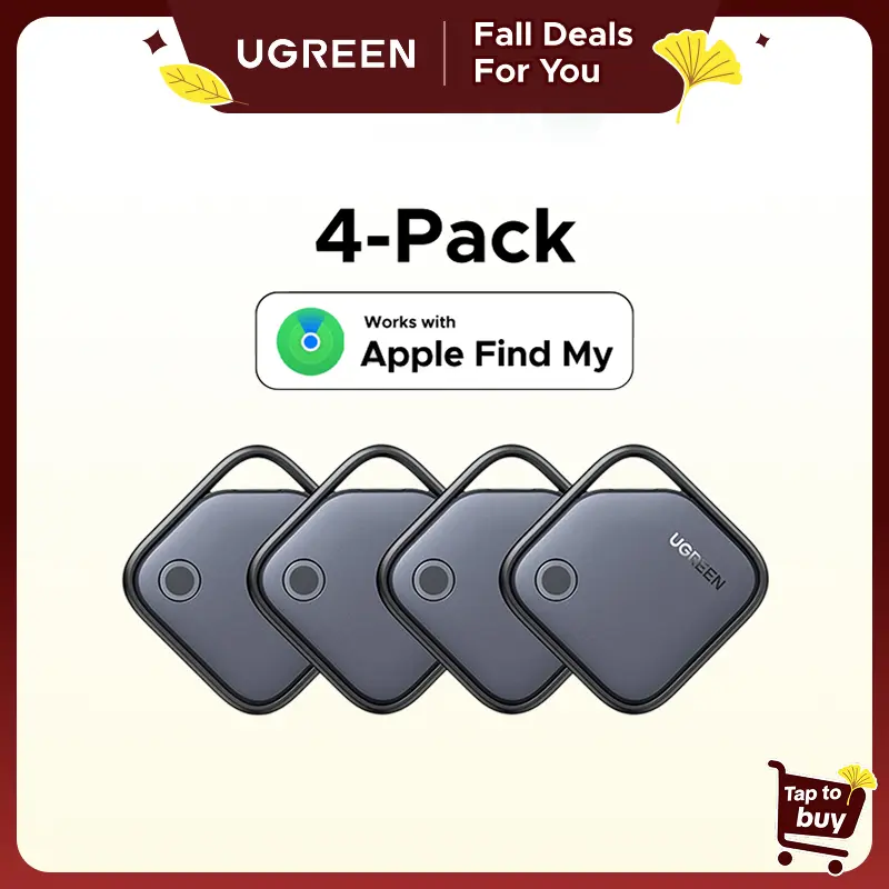 UGREEN Finder Tag Compatible with Apple Offcial Chip ( iOS Only),Anti-lost for Car Key Wallet Luggage Passport with Alarm& Left-Behind Remind Slim Bluetooth Tracker,Gps Signal Protector Smart Tracking,tiktokshopfalldealsforyou